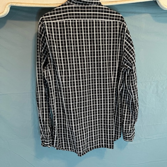 Mens Xl Slim Fit Claiborne Long Sleeved Button Up Shirt Black & White - Picture 6 of 6